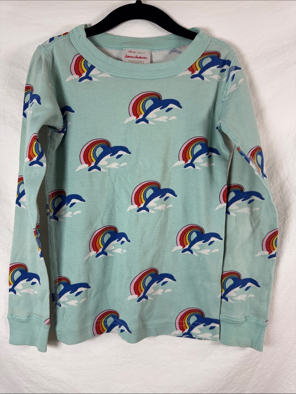 Hanna Andersson Rainbow Dolphin Pajama Top 6/7